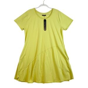 Snapdragon & Twig Tunic Dress Kendall LARGE Lime Green Cotton‎ Artsy Lagenlook